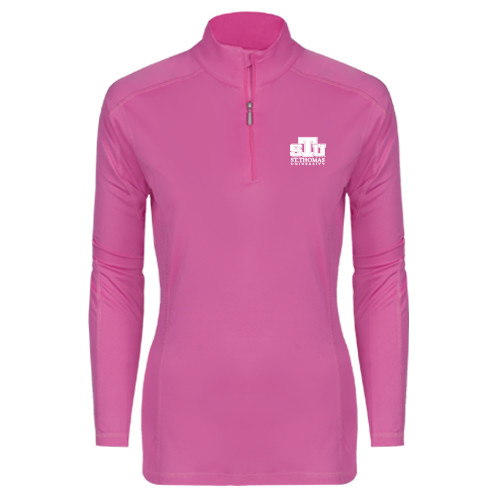  Syntrel Womens Raspberry Interlock 1/4 Zip - Official Logo