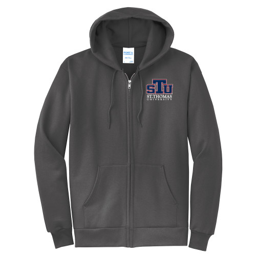  Extended Charcoal Fleece Full Zip Hoodie - Official Logo