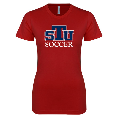  Next Level Womens Cardinal Boyfriend Tee - Soccer