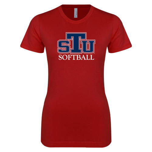 Next Level Womens Cardinal Boyfriend Tee - Softball