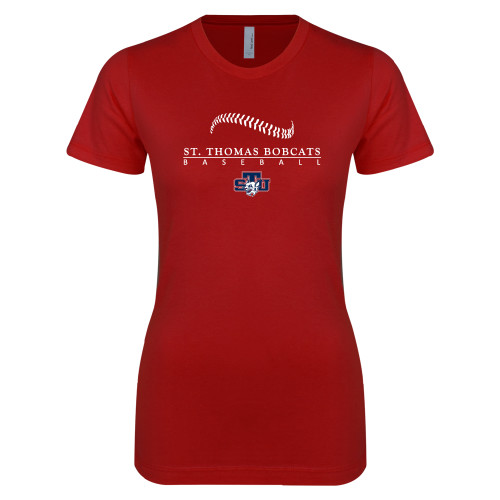  Next Level Womens Cardinal Boyfriend Tee - Baseball Seams Design