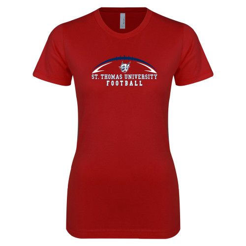  Next Level Womens Cardinal Boyfriend Tee - Arched Football