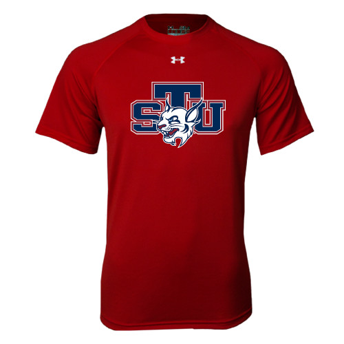  Under Armour Cardinal Tech Tee - STU w/ Bobcat Head