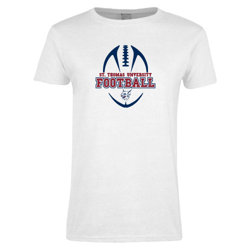  Womens White Short Sleeve Tee - Tall Football