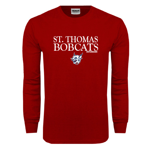  Cardinal Long Sleeve T Shirt - St Stomas Bobcats Stacked
