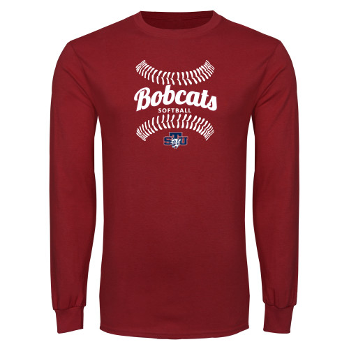  Cardinal Long Sleeve T Shirt - Softball Seams Designs