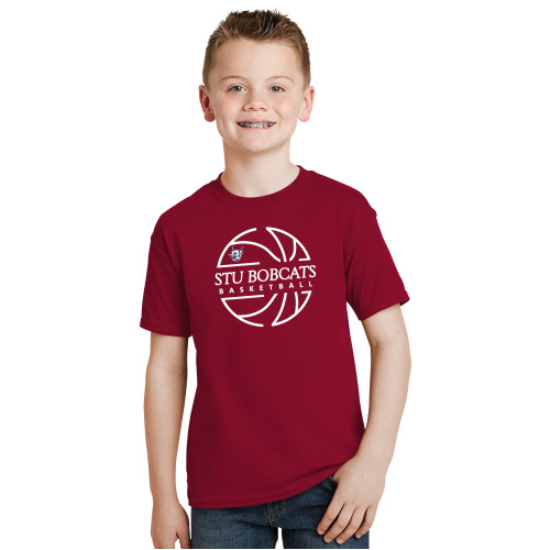  Youth Cardinal T Shirt - Basketball Ball Design