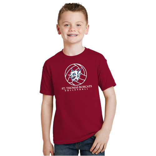  Youth Cardinal T Shirt - Volleyball Ball Design