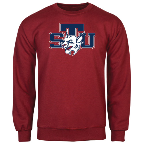  Cardinal Fleece Crew - STU w/ Bobcat Head