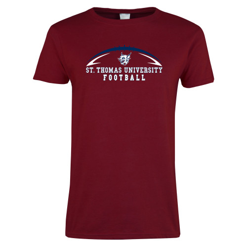  Next Level Womens Cardinal Short Sleeve Tee - Arched Football