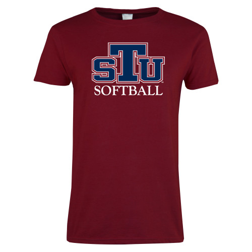  Next Level Womens Cardinal Short Sleeve Tee - Softball