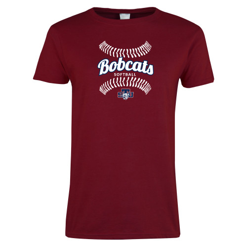  Next Level Womens Cardinal Short Sleeve Tee - Softball Seams Designs