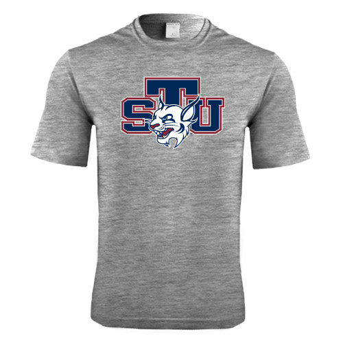  Grey Heather Performance Contender Tee - STU w/ Bobcat Head