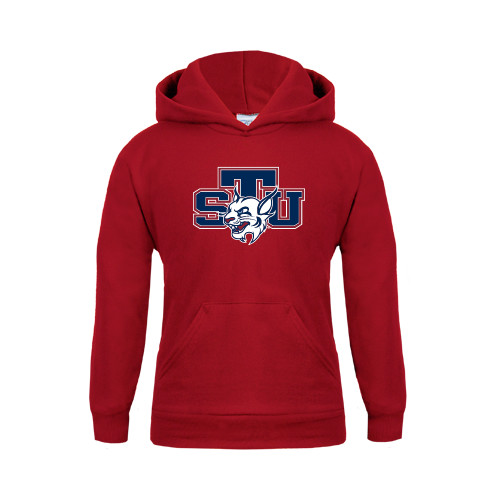  Youth Cardinal Fleece Hoodie - STU w/ Bobcat Head