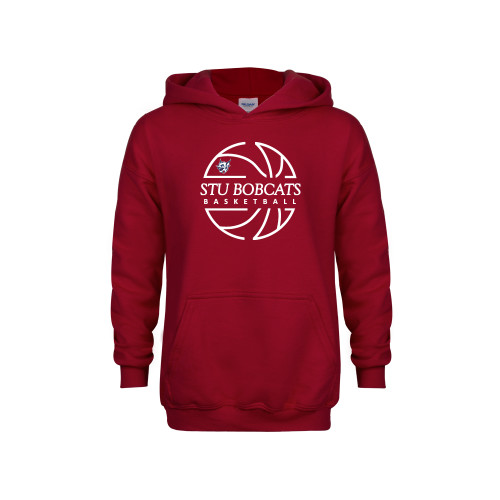  Youth Cardinal Fleece Hoodie - Basketball Ball Design