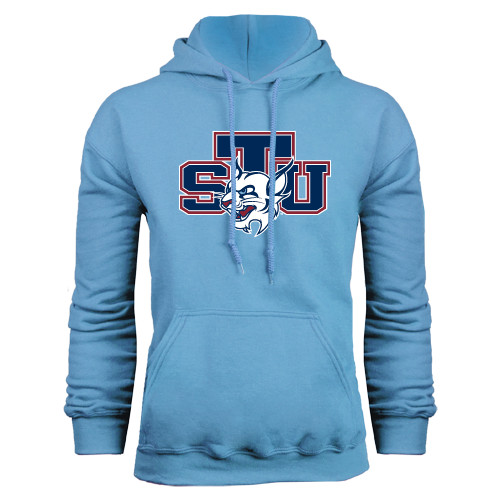  Light Blue Fleece Hoodie - STU w/ Bobcat Head