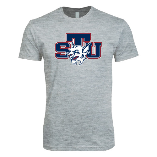  Next Level Heather Grey SoftStyle T Shirt - STU w/ Bobcat Head
