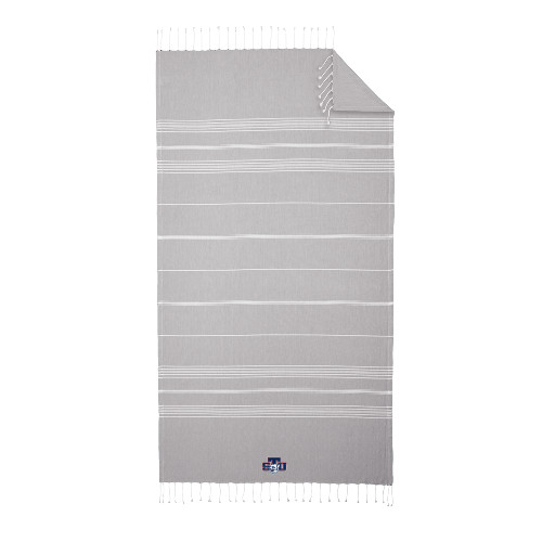  100% Cotton Grey/White Cali Throw - STU w/ Bobcat Head
