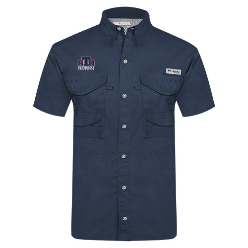  Columbia Navy Tamiami Performance Short Sleeve Shirt - Official Logo