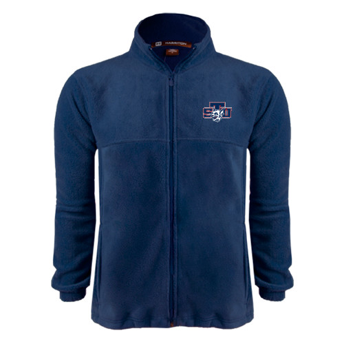  Navy Fleece Full Zip  Jacket - STU w/ Bobcat Head