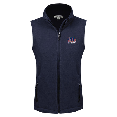  Womens Navy Fleece Full Zip Vest - Official Logo