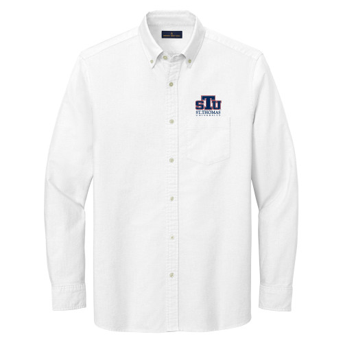  Brooks Brothers Mens White Casual Oxford Cloth Shirt - Official Logo