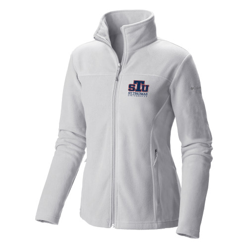  Columbia Womens Full Zip White Fleece Jacket - Official Logo