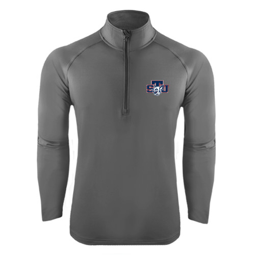  Sport Tek Charcoal Sport Wick Stretch 1/2 Zip Pullover - STU w/ Bobcat Head