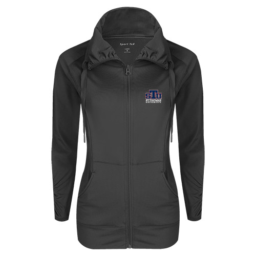 Womens Charcoal Sport Wick Stretch Full Zip Jacket - Official Logo