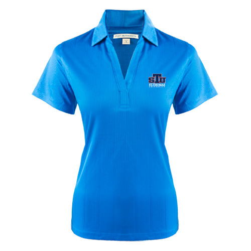  Womens Light Blue Performance Fine Jacquard Polo - Official Logo