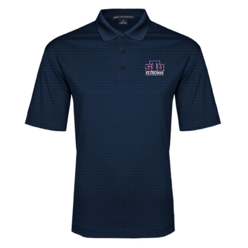  Navy Performance Fine Jacquard Polo - Official Logo