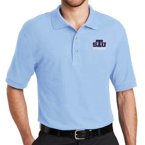  Light Blue Silk Touch Polo - Official Logo
