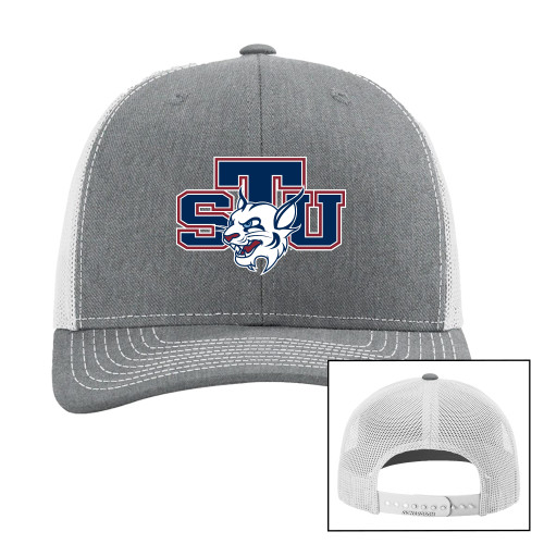  Richardson Heather Grey/Light Grey Trucker Hat - STU w/ Bobcat Head