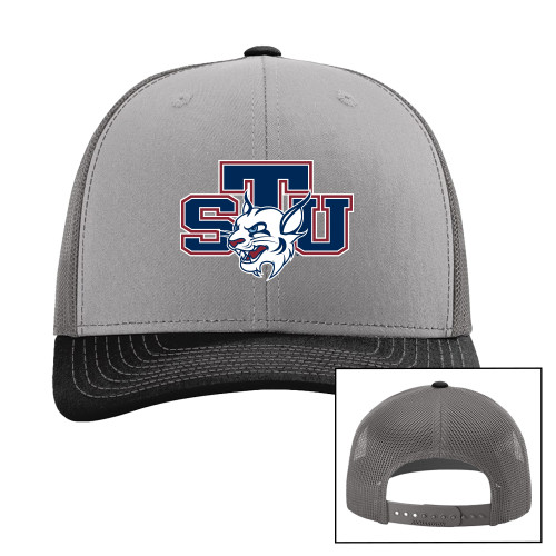  Richardson Grey/Charcoal/Black Trucker Hat - STU w/ Bobcat Head