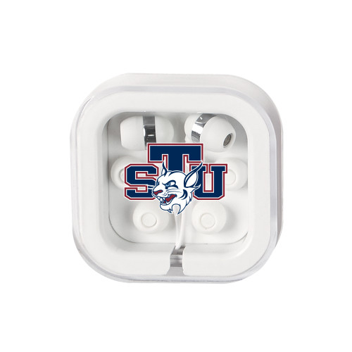  Ear Buds in Clear Square Case - STU w/ Bobcat Head
