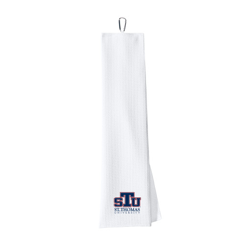  White Waffle Microfiber Golf Towel - Official Logo