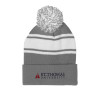 Thumbnail image for  Grey/White Two Tone Knit Pom Beanie w/Cuff