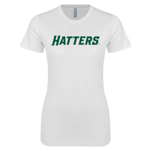  Next Level Womens White Boyfriend Tee - Hatters