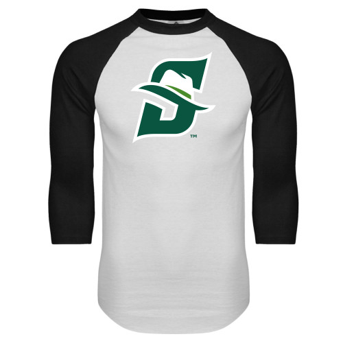  White/Black Raglan Baseball T Shirt - Primary logo
