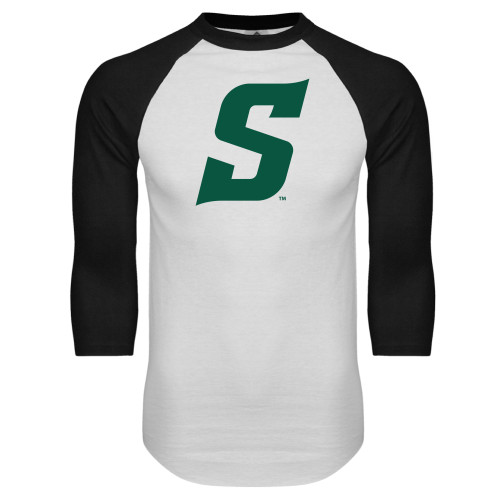  White/Black Raglan Baseball T Shirt - Secondary Logo