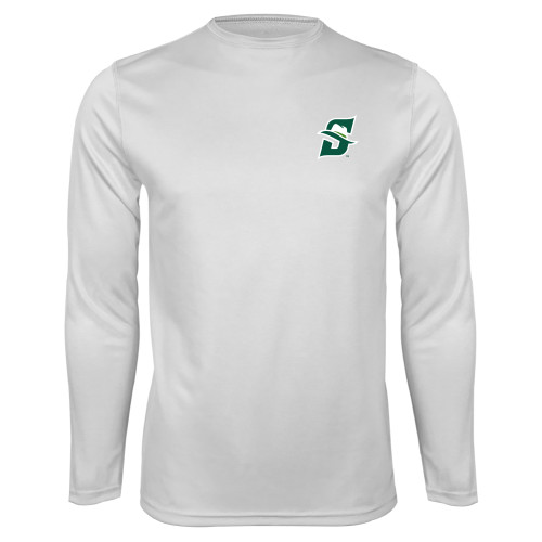  White Performance Long Sleeve Shirt - Primary logo