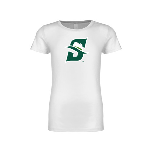  Next Level Girls White Fashion Fit T Shirt - Primary logo