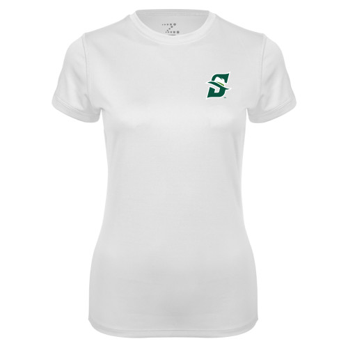  Womens White Performance Tee - Primary logo