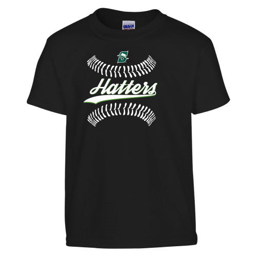  Youth Black T Shirt - Softball Seams