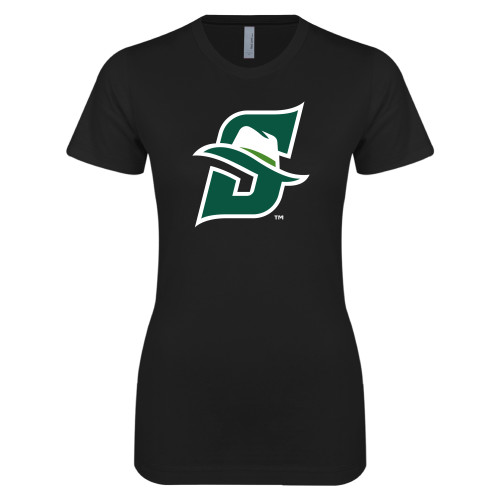  Next Level Womens Black Boyfriend Tee - Primary logo
