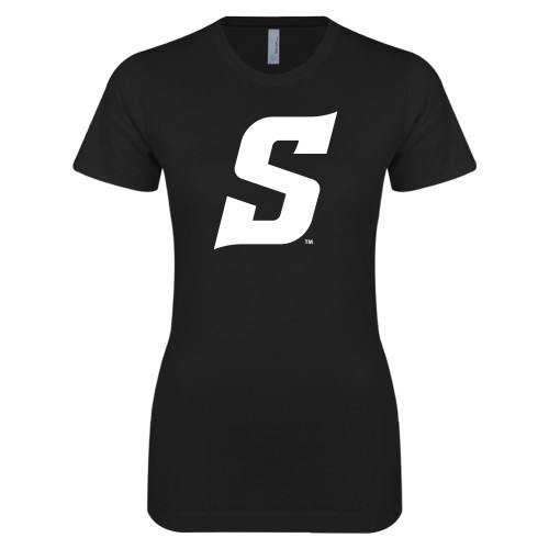  Next Level Womens Black Boyfriend Tee - Secondary Logo