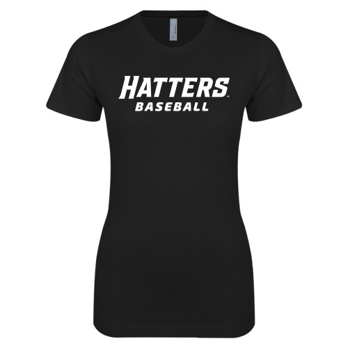  Next Level Womens Black Boyfriend Tee - Baseball