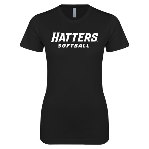  Next Level Womens Black Boyfriend Tee - Softball