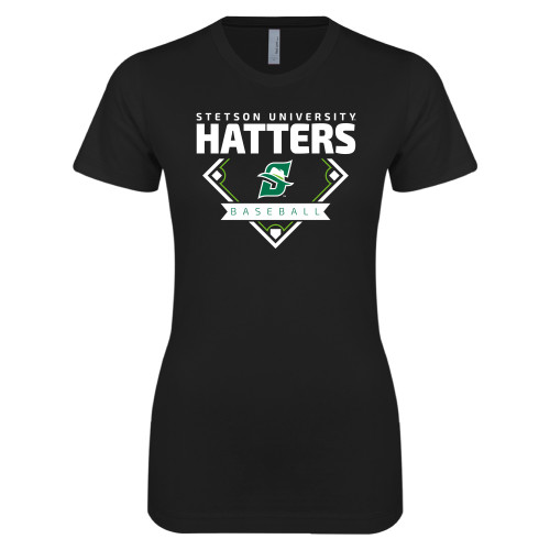  Next Level Womens Black Boyfriend Tee - Baseball Diamond