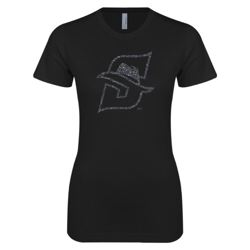  Next Level Womens Black Boyfriend Tee - F Graphite Soft Glitter